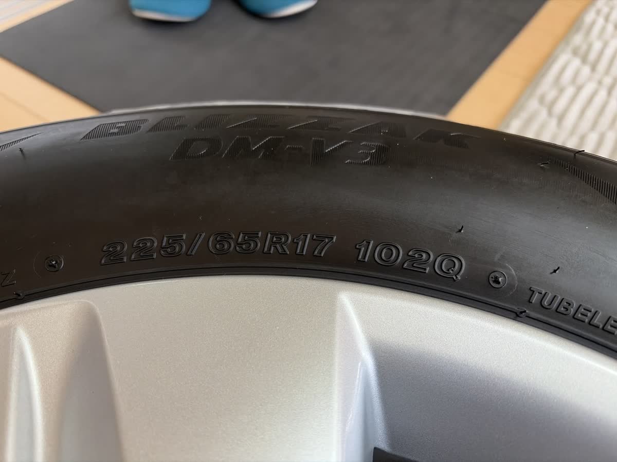 タイヤ側面の刻印。BLIZZAK DM-V3 225/65R17 102Q